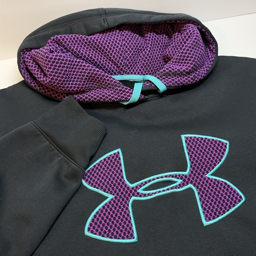 Under Armour STORM Womens L Hoodie Sweatshirt‎ Semi-fitted Black Embroidered Gym